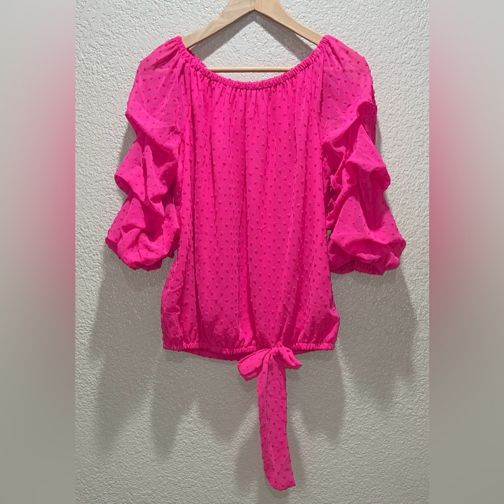 CeCe Fuchsia Off-Shoulder Blouse